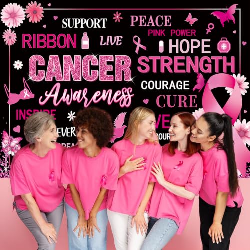 Breast Cancer Awareness Backdrop Pink Ribbon Hope Strength Cure Banner