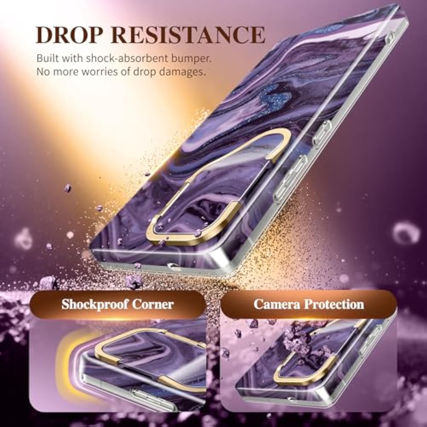Quicksand purple Galaxy S25 Ultra case with MagSafe, camera cover, kickstand & protector.