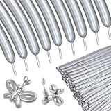 100-Pack Silver Metallic 260 Long Balloons – Shiny Latex Modeling Balloons for DIY Parties & Events