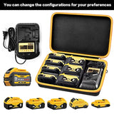 Extra Large Battery Storage Holder Case For Dewalt 20V/ 60V Max Xr Battery &Charger, Tool Batteries Pack Carrier Box For 20V 60V 2.0/3.0/4.0/5.0/6.0/9.0-Ah Batteries, Adapter - Black Inside