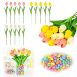 Easter Decoration-Tulips Vase Filler Set With Eggs, Table Tulips Vase Stuffer, Floral Arrangement For Spring Home Kitchen Party Table Centerpieces Décor