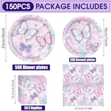 150Pcs Butterfly Birthday Party Supplies Purple Butterfly Paper Plates Napkins Disposable Tableware Set Butterfly Party Supplies For Boys Girls Birthday Decor Serves 50 Guests