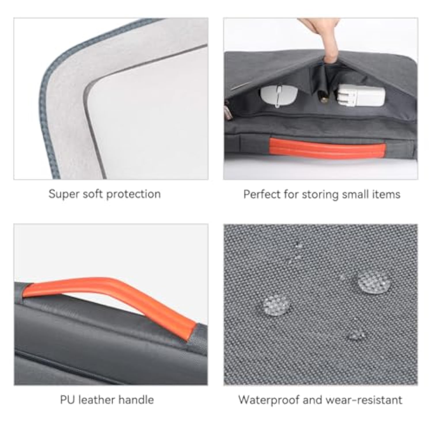 360°Laptop Sleeve Case 14 15 Inch Compatible With Macbook Air 15 M2/M3/M4 2022-2025, Macbook Pro 15, Hp Chromebook 14, Waterproof Computer Bag Cover With Handle, Grey