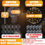 10pk Clear LED Light-Up Balloons 18" for Birthdays, Weddings & Parties