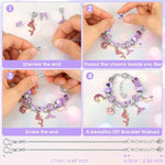 Diy Charm Bracelet Making Kit For Girls, Jewelry Making Kit With Unicorn Mermaid Purple Stuff Craft Gift For Birthday, Christmas, New Year
