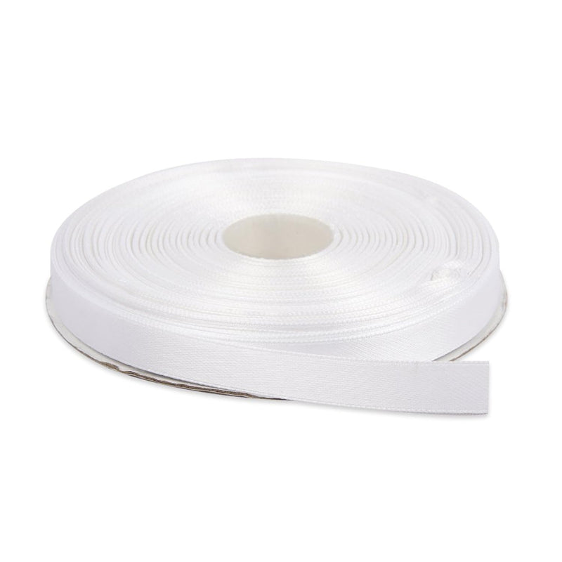 White Ribbon 1/2 Inch X 50 Yards Double Face Solid Satin Ribbon Roll - Elegant