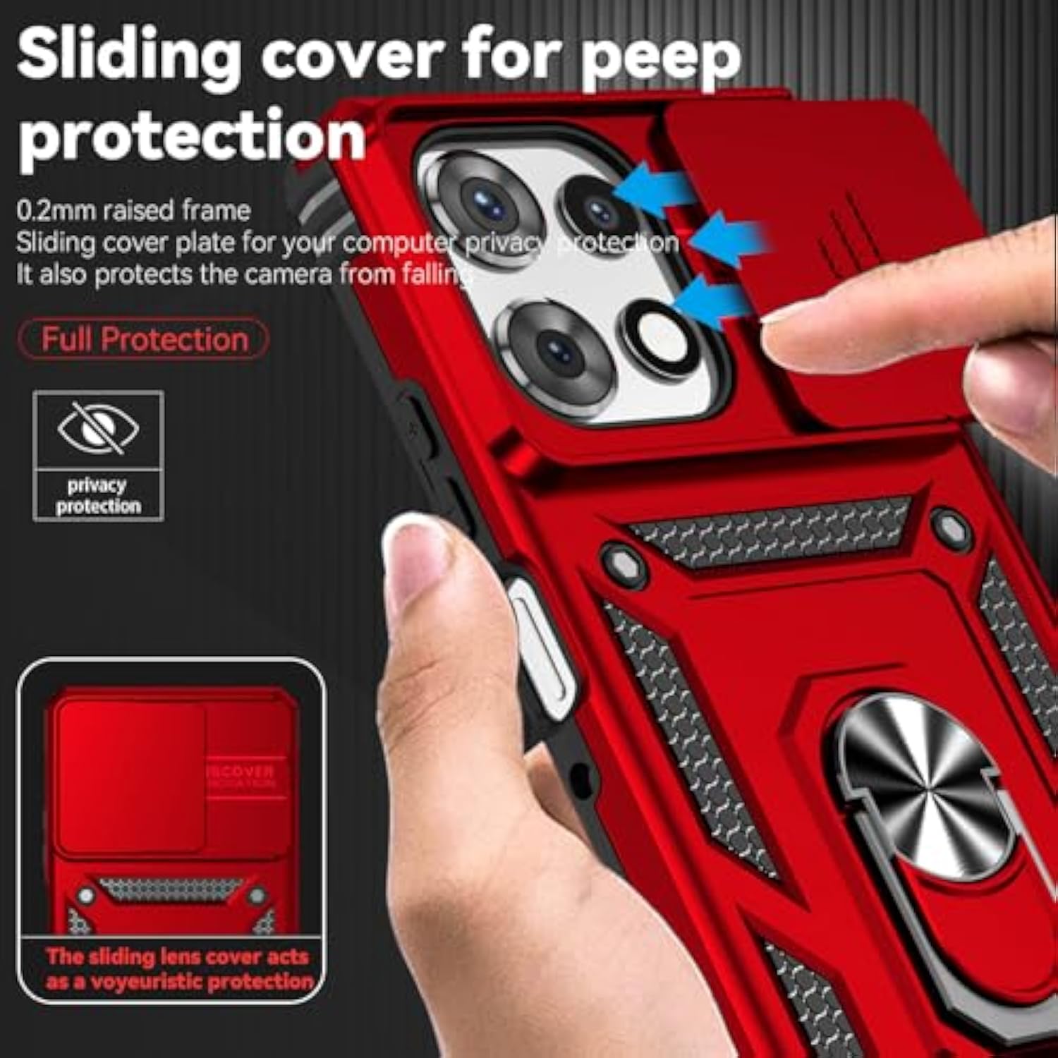 Phone Case For Motorola Moto G Power 5G 2025/Moto G Play 5G 2025 Case With Hd Screen Protector & Slide Camera Cover & Kickstand, [-Grade] Phone Case (Red)