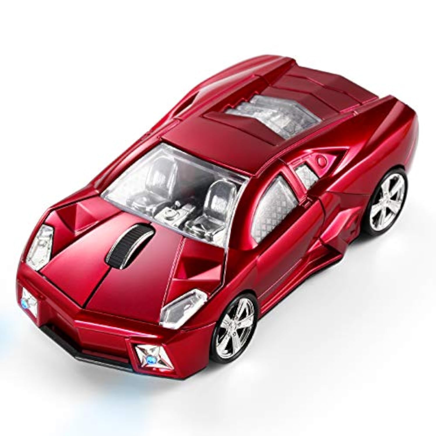 Sports Car Shaped Computer Mouse [Updated] With Led Headlights, 1600 Dpi Optical Sensor 2.4 Ghz Wireless Mouse For Pc & Mac, Red