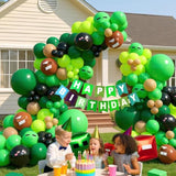 Video Game Balloon Garland Arch Kit, 124Pcs Green Black Brown Balloons Foil Balloons For Boy Gaming Birthday Party Decorations Supplies