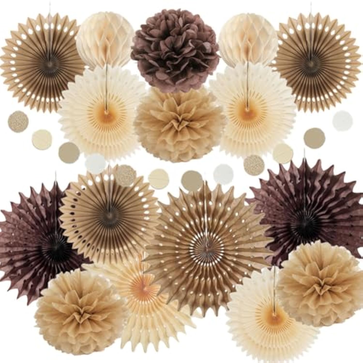 Brown Party Decorations Brown And Beige Paper Fans Party Decorations Neutral Party Decorations Honeycomb Balls Beige Rustic Birthday Wedding Boho Baby Shower Brown Engagement Party Decorations