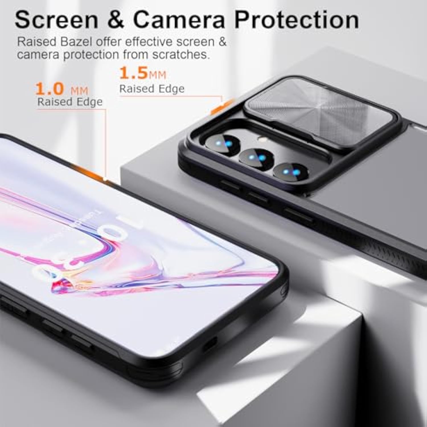 Designed For Samsung Galaxy S25 Ultra Case With Slide Camera Cover, Clear Slim Fit Shockproof Protective Camera Cover Protection Phone Case For S25 Ultra 5G 6.8 Inch 2025(Clear Black)