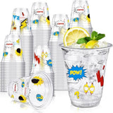 50 Pcs Hero Themed Party Decorations Cups Bulk Hero Birthday Party Supplies 12 Oz Disposable Clear Plastic Cups Themed Decorations For Fun Hot Cold Drinking Boom Birthday Favor