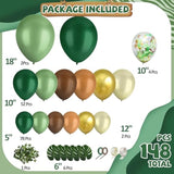 148Pcs Safari Balloon Arch Kit Sage Green Brown Jungle Animal Print Decor