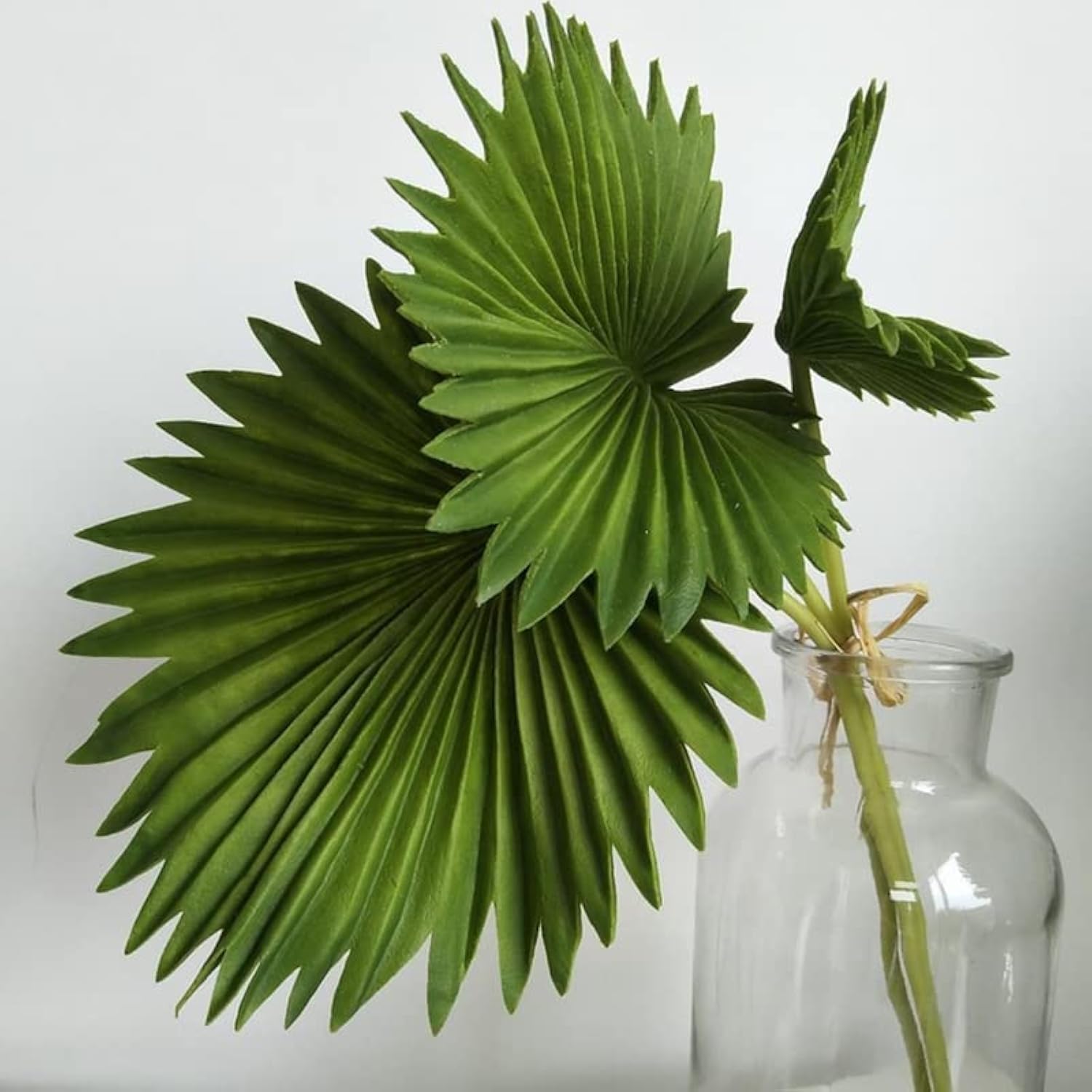 4 Bundles Artificial Palm Leaves Plants Single Stem Fan Leaf Plant Tropical Palm Green Leaves Plant Fake Palm Plants Stems Leaf For Home Garden Hawaiian Party Jungle Party Decoration
