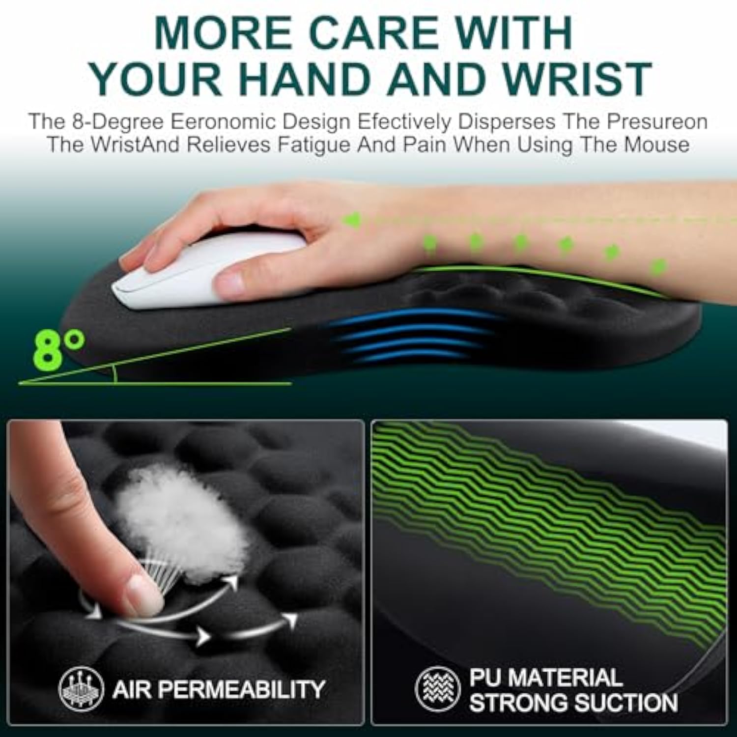 3 In 1 Set Ergonomic Mouse Pad With Wrist Rest, Keyboard Wrist Rest, Non-Slip Desk Pad, Memory Foam Breathable Support For Prolonged Typing And Mouse Use, Relief From Wrist Fatigue