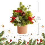 Small Christmas Tree, Artificial Mini Tabletop Christmas Tree With Pine Cones And Green Plants, Suitable For Christmas Decorations Indoor Tables In Households