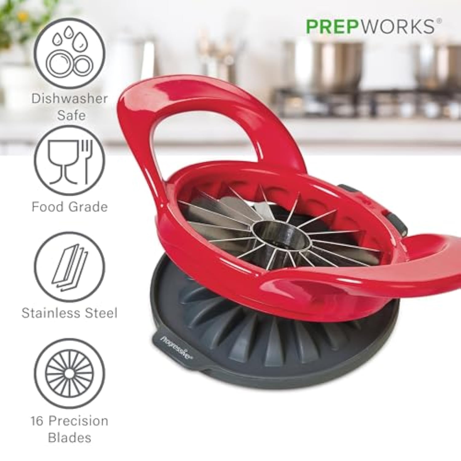 PrepWorks Dishwasher Safe Apple Slicer and Corer – 16-Slice Thin Apple Cutter with Safety Cover