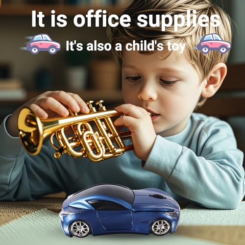 Wireless Car-Shape Mouse With Led Headlights, 2.4G Unique For Kids, Usb Receiver, 1600 Dpi Cool Gaming For Laptop Pc Computer - Pearl Blue