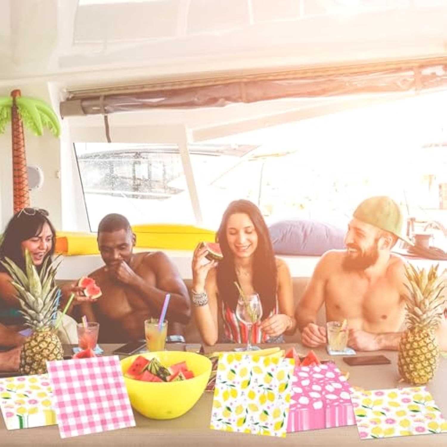 Pink Lemon Party Supplies,40Pcs Lemon Party Napkins Summer Fruit Party Decoration Pink Lemonade Theme Decoration For Lemon Baby Shower,Bridal Shower Party