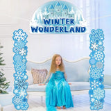 Winter Wonderland Door Cover Snowflake Hanging Banner Christmas Porch Sign Snow Castle Party Decorations For Winter Holiday Door Wall Decor Christmas Baby Shower Birthday Party Supplies