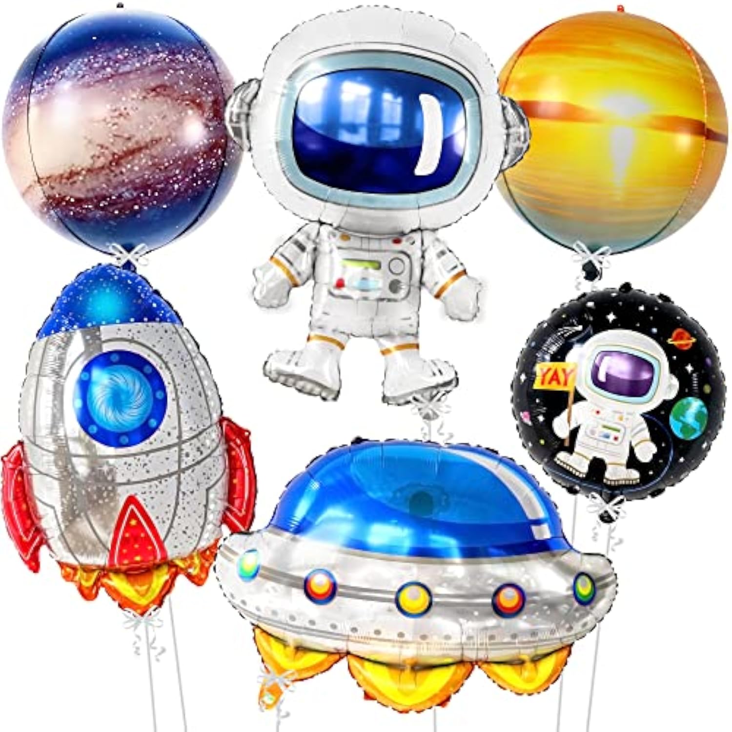 Big Mylar Space Balloons - 37 Inch, Pack Of 6 | Astronaut Balloon For Space Party Decorations | Two The Moon Birthday Boy Astronaut Birthday Decorations | Space Themed Party Decorations