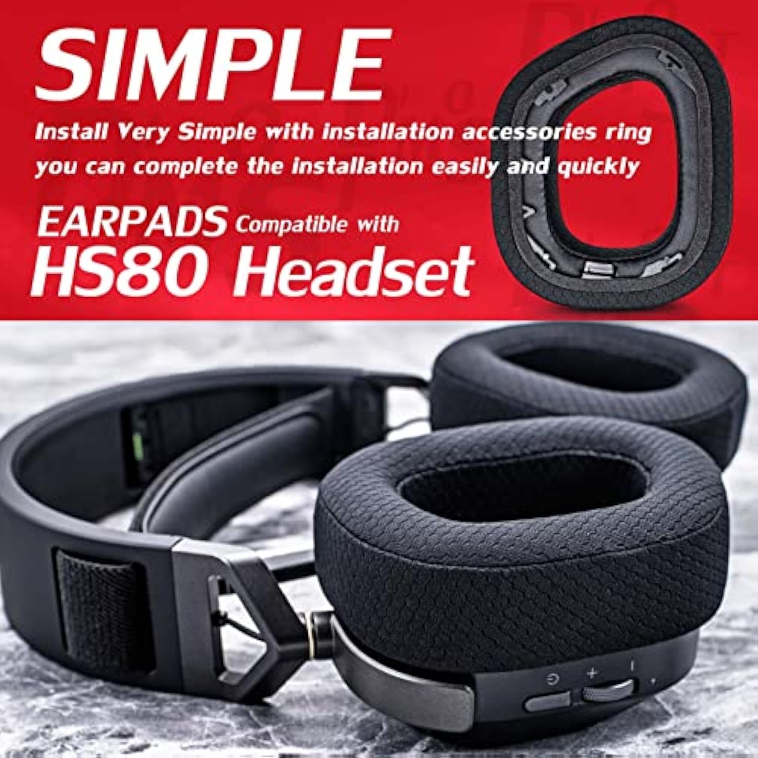 Hs80 Ear Pads Compatible With Hs80 Headset I Thicker Enhanced Memory Foam - More Breathable Mesh