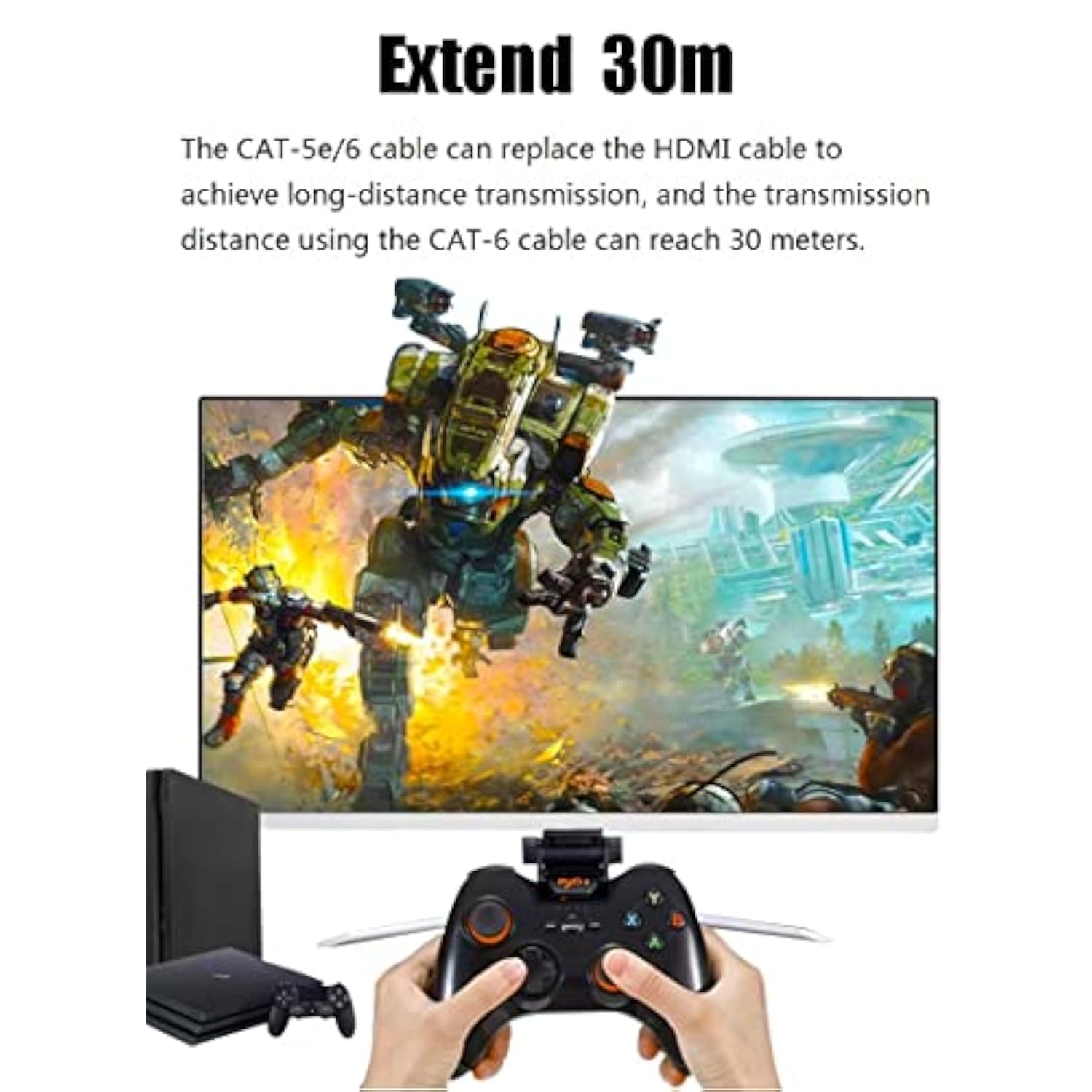 Hdmi Extender Over Cat 5E/6, Hdmi To Rj45 Ethernet Network Converter 2 Ports,