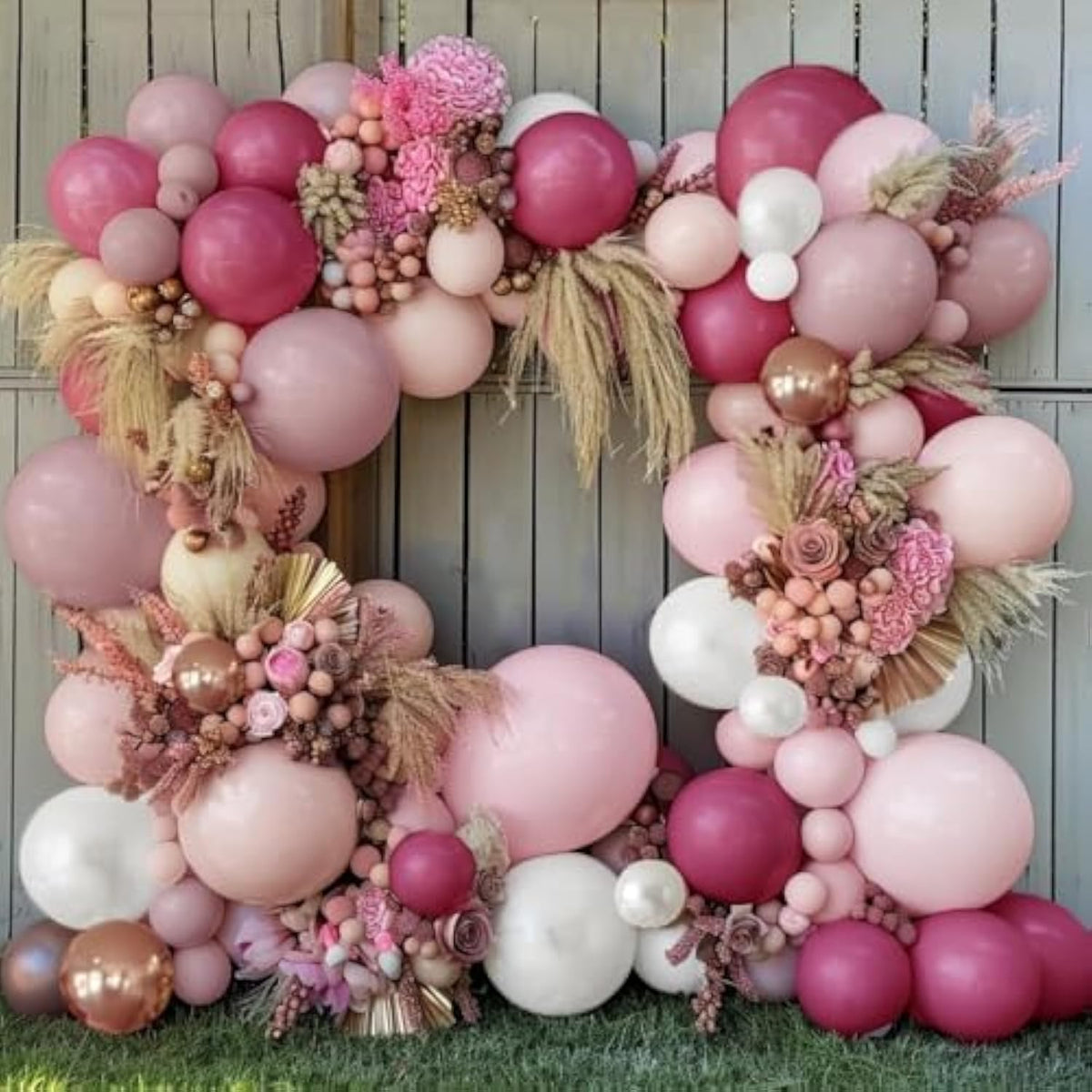 Dusty Rose Balloon Garland - Double Stuffed Boho Party Kit