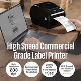 Thermal Shipping Label Printer Usb, 4X6 Label Commercial Grade, Compatible With Usps, Ups, Fedex, Shopify, Small Business, Desktop Label Printer For Packages, Includes Labels