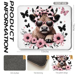 Highland Cow Mouse Pad, Coquette Pink Bow Floral Cow Mouse Pads For Wireless Mouse Computers Laptop Desk Accessories, 9.5X7.9 Inch