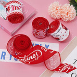 Valentine'S Day Wired Edge Ribbon 2.5 Inch Red Pink Heart Love Gnome T