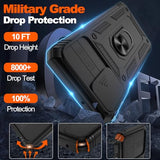 For Samsung Galaxy-A03S-Phone Case With 2Pcs Screen Protector, Build In 360° Rotating Ring Kickstand, Military Grade Protective Case For Galaxy Ao3S Phone, Black