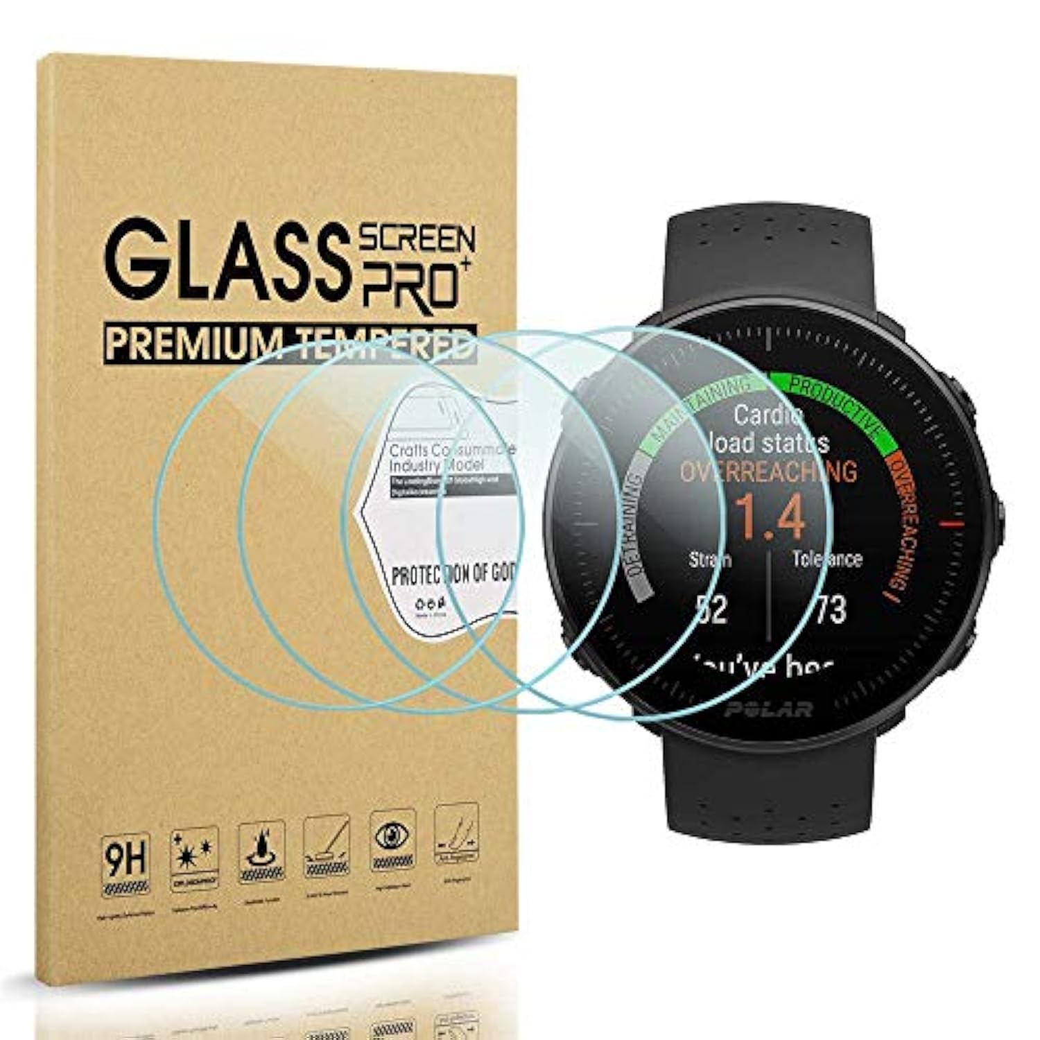 4-Pack For Polar Vantage M/Polar Vantage V Screen Protector, 2.5D 9H Hardness Ultra-Thin Tempered Glass Screen Protective Film [Anti-Scratch]
