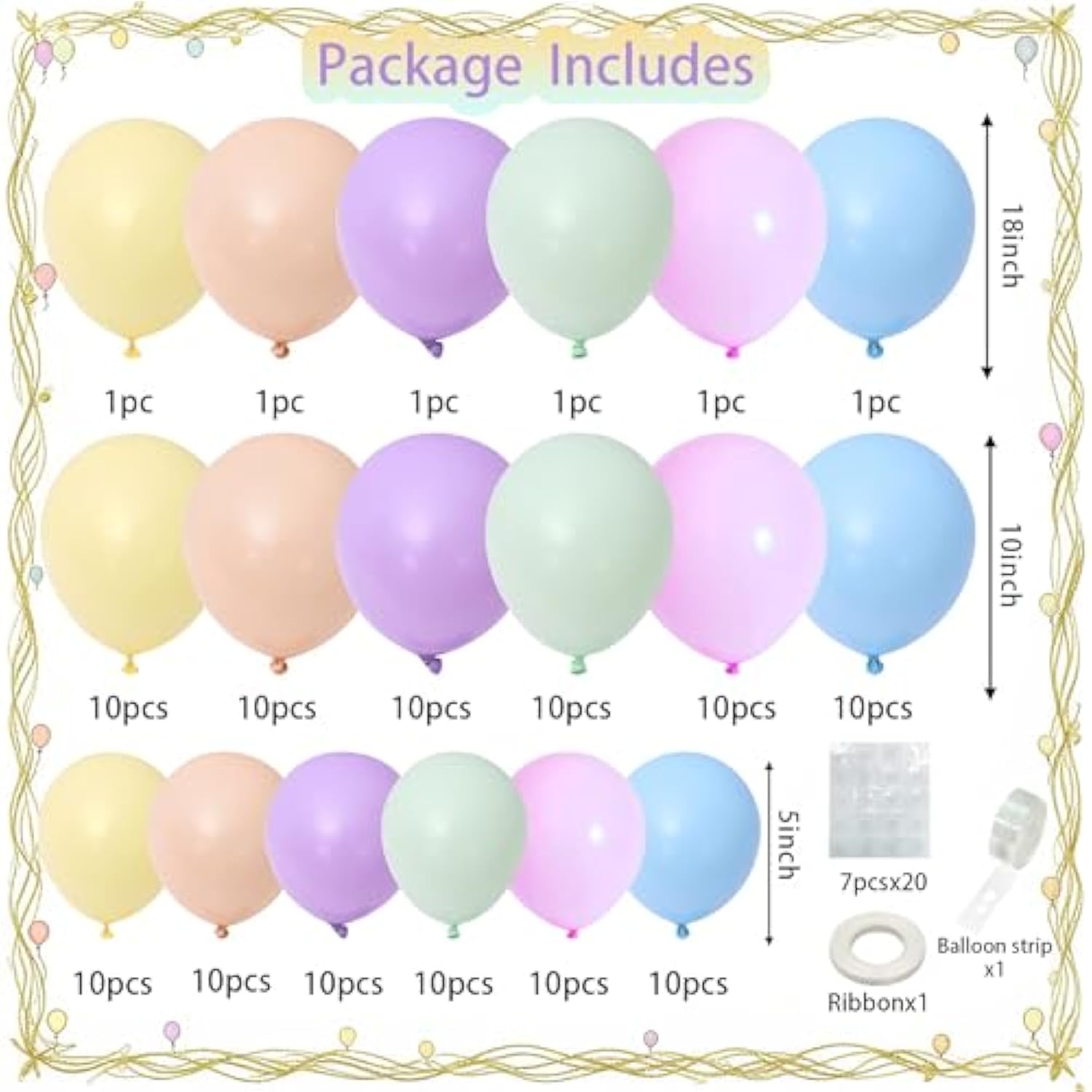 126Pcs Pastel Rainbow Easter Balloons Arch Garland Kit, 18/10/5 Inch Macaron Pastel Spring Balloon Arch For Unicorn Theme Party,Easter Spring Birthday Party,Baby Shower,Wedding Decoration