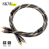 Audiophile Series RCA Cable, 2RCA Male to 2RCA Male Hi-Fi Interconnect Cord, 1.6ft/0.5M, 7mm Heavy Duty Multiple Shielded Nylon Braided Cord for