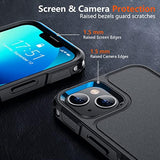 iPhone 13 Case with 10Ft Military Drop Protection & 2 Tempered Glass Black