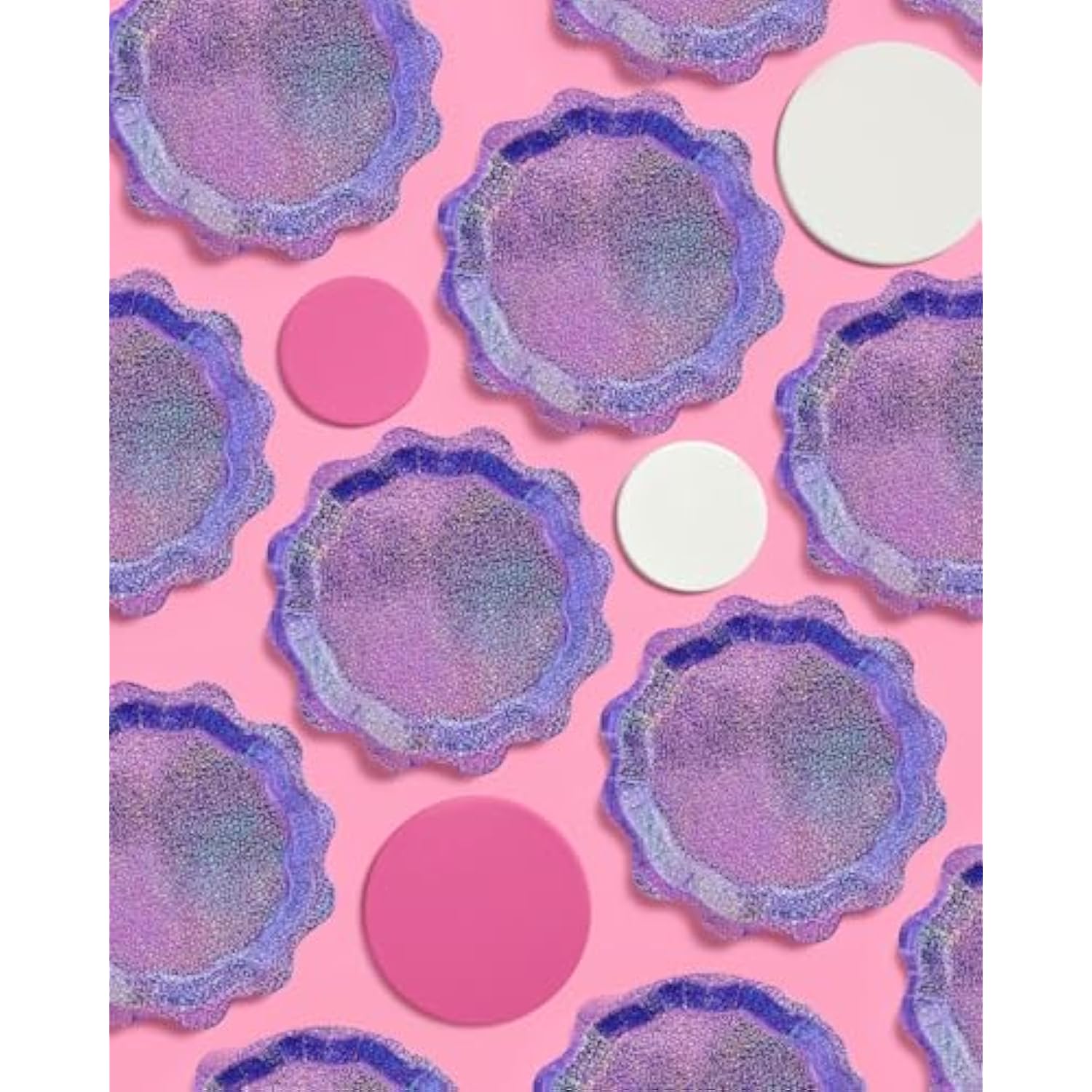 Purple Holographic Foil Plates - 25 Pack | Happy Birthday Party Decorations, Holiday Party, Cool Cake Plates, Purple Bachelorette Disposable Party Plates