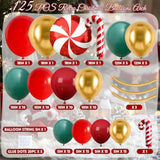 125pcs Christmas Balloon Arch Kit Red Green Gold Party Decor