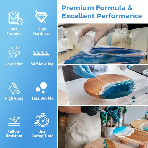 Epoxy Resin 1 Gal, Epoxy Resin Kit For Beginner & Crafter, Crystal Clear Epoxy Resin For Casting, Coating, Jewelry Making & Diy, Hard Type No Bubble Non-Yellowing Deep Pour Resin(0.5 Gal×2)