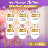 All-In-1 Pink And Purple Balloon Arch Kit & Garland With Bonus Gold Butterfly Balloon Arch Kit – Pastel Pinks And Purples Balloons For Girl Pink And Purple Party Decorations Or Baby Shower Decorations