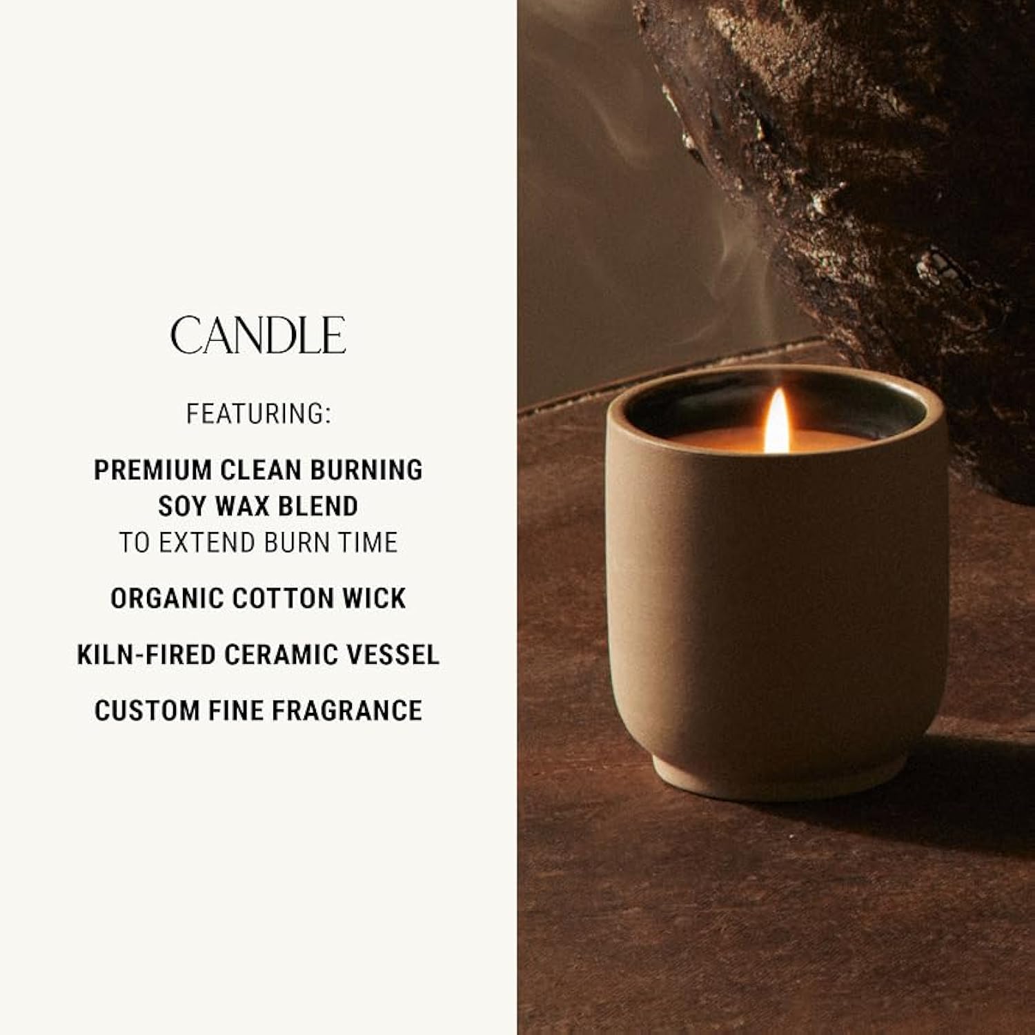 Luxury Scented Candle, Cece Scent, 60-Hour Burn Time, Soy Wax Blend, Organic Cotton Wick, Kiln-Fired Reusable Ceramic Vessel, 8 Oz, 2.0