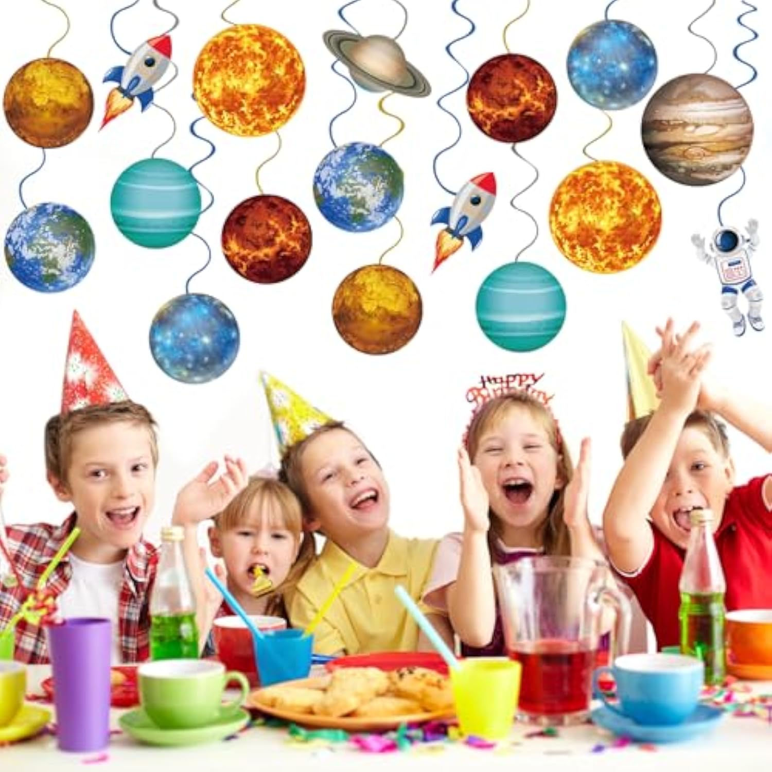 40Pcs Solar System Hanging Swirl Decorations, Outer Space Party Ceiling Hanging Swirls Space Themed Party Swirls Streamers For Space Themed Birthday Baby Shower Party Decor Supplies