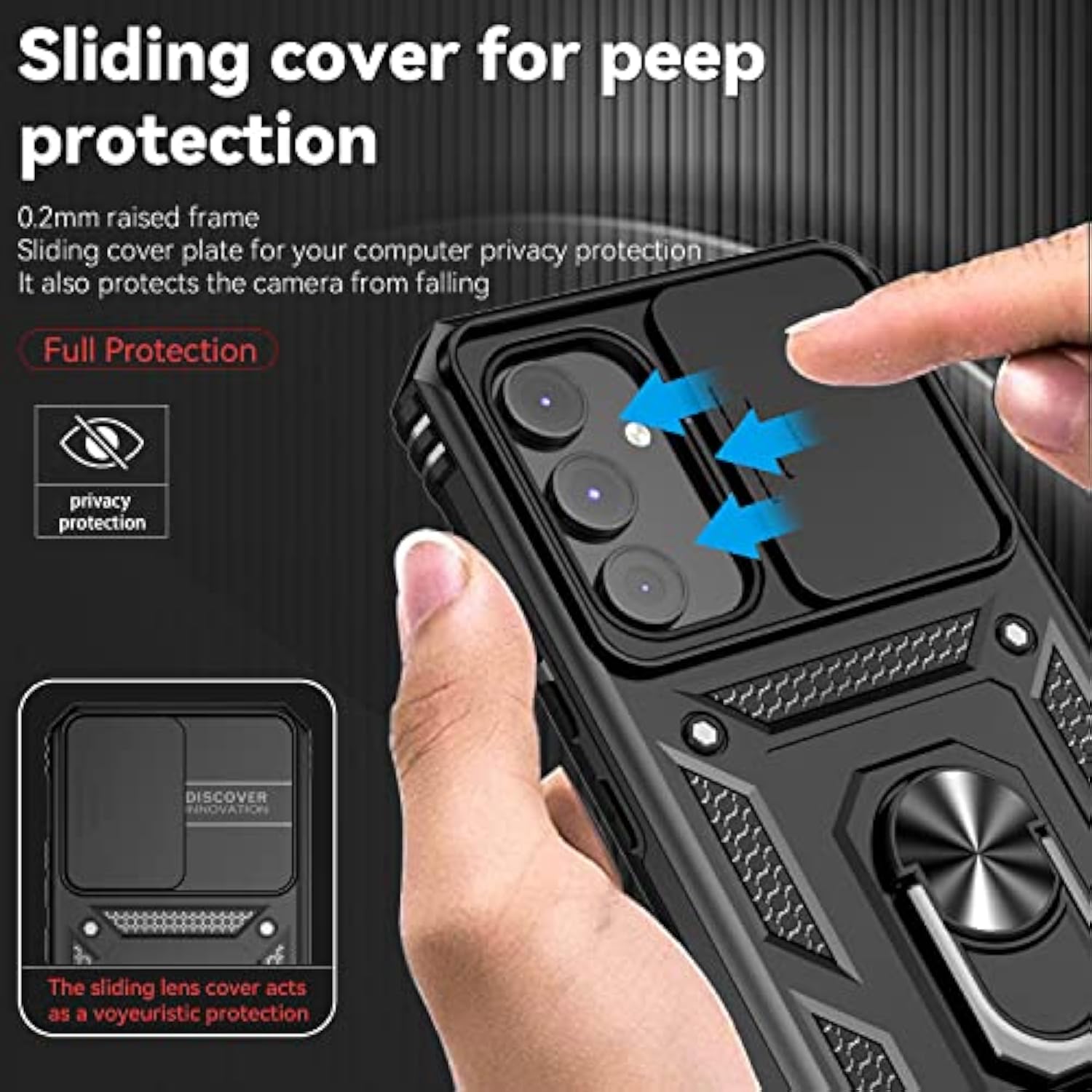 Phone Case For Samsung Galaxy A54 5G Case With Hd Screen Protector & Slide Camera Cover & Kickstand, Samsung A54 5G Case [Military-Grade] Phone Case For Samsung Galaxy A54 5G (Black)