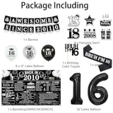Happy 16Th Birthday Decorations For Boys, Black And White Back In 2010 Birthday Party Supplies, 2010 Poster Banner, Bruh I'M 16 Sash, 16Th Cake Topper, Latex Balloon, 16 Year Old Set