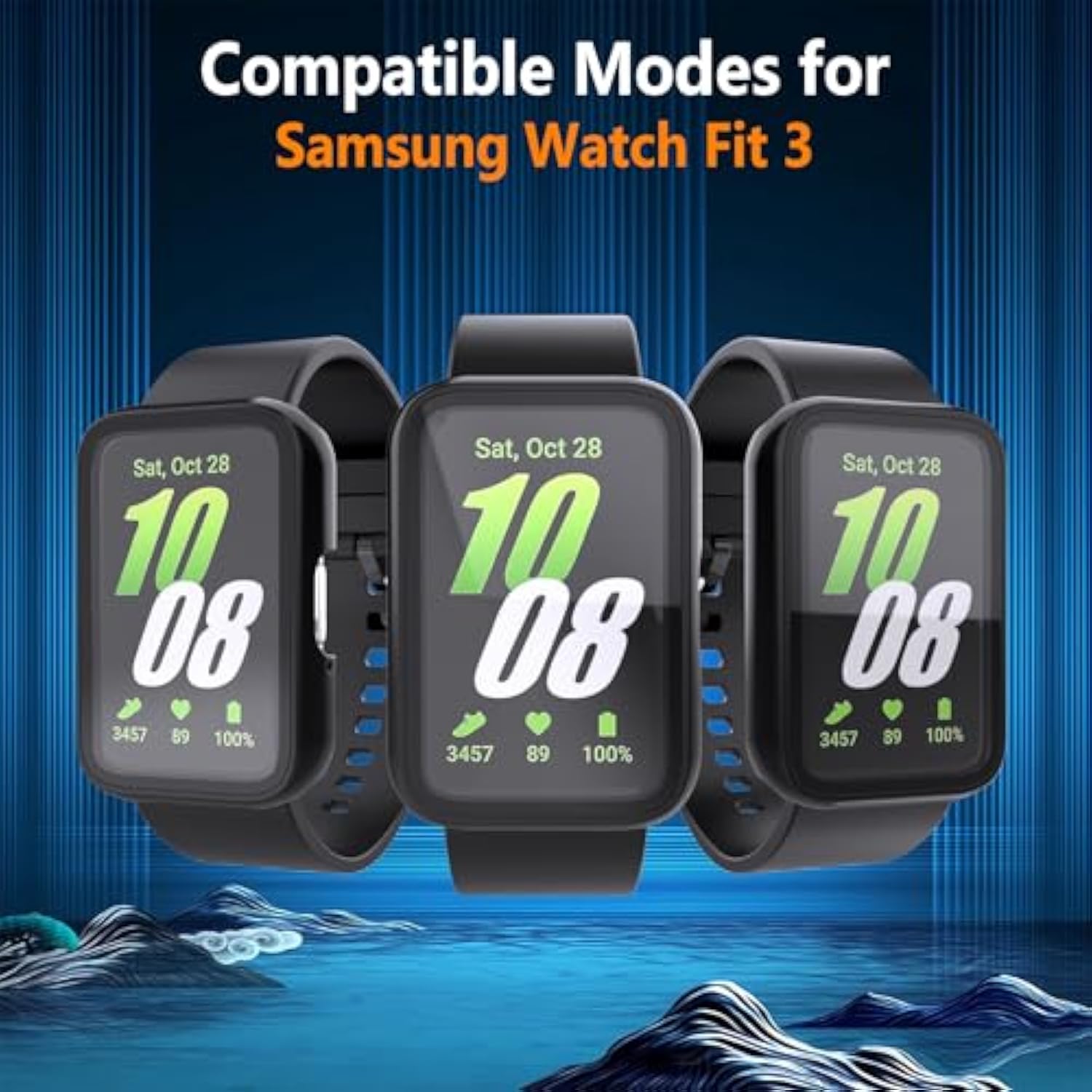 [2 Pack For Samsung Galaxy Fit 3 Watch Case With Tempered Glass Screen Protector,[Anti-Drop] [Anti-Scratch] Slim Thin Hard Pc Frame Face Cover,Shockproof & Non-Slip Watch Cover