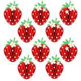 24 Pcs Strawberry Party Decorations Strawberry Honeycomb Balls Birthday Favors Berry First Theme Table Centerpieces Tissue Paper Honeycomb Tabletop Hanging Decor Party Supplies(Red)