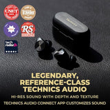 Technics Premium Hi-Fi True Wireless Bluetooth Earbuds with Advanced Noise Cancelling, 3 Device Multipoint Connectivity, Wireless Charging, Hi-Res Audio + Enhanced Calling - EAH-AZ80-K (Black)