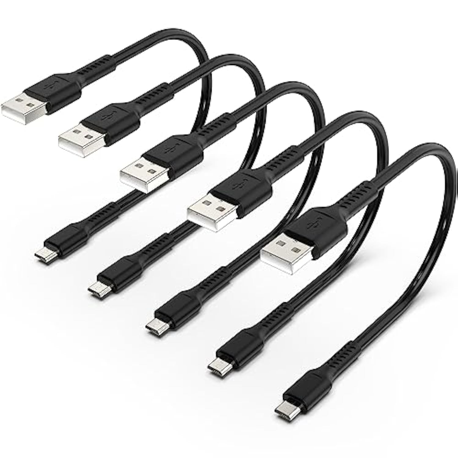Short Micro Usb Cable 1Ft [5 Pack] Usb 2.0 Micro Usb Charging Cable Android Charger Cord For Samsung Galaxy S7 Edge S6 J7 Note 5 Lg Kindle Sony Ps4 Tv Stick Smartphones (Black)