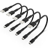 Short Micro Usb Cable 1Ft [5 Pack] Usb 2.0 Micro Usb Charging Cable Android Charger Cord For Samsung Galaxy S7 Edge S6 J7 Note 5 Lg Kindle Sony Ps4 Tv Stick Smartphones (Black)