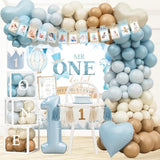 1St Birthday Decorations For Boy, First Birthday Party Supplies, Baby Boy First Birthday Decorations, Balloon Boxes, Backdrop, High Chair Banner, Crown, Photo Banner